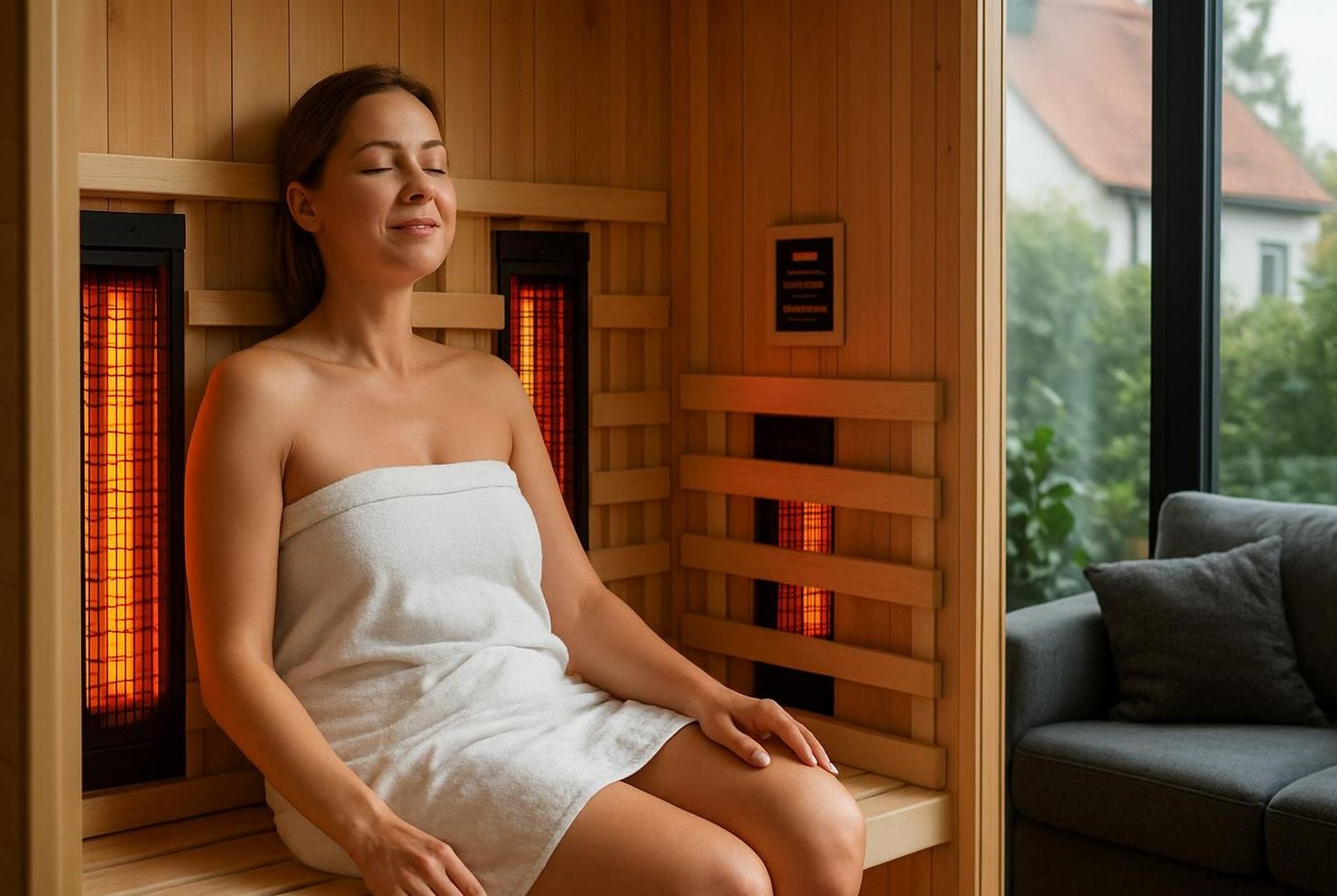 kvinde i infrarød sauna